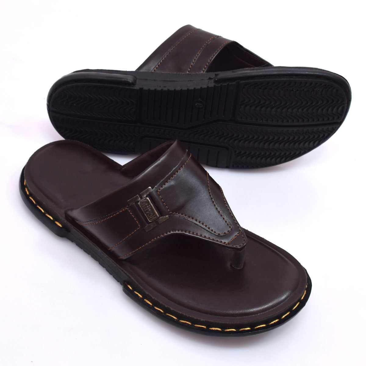 Crown Textured Brown Slides – V8