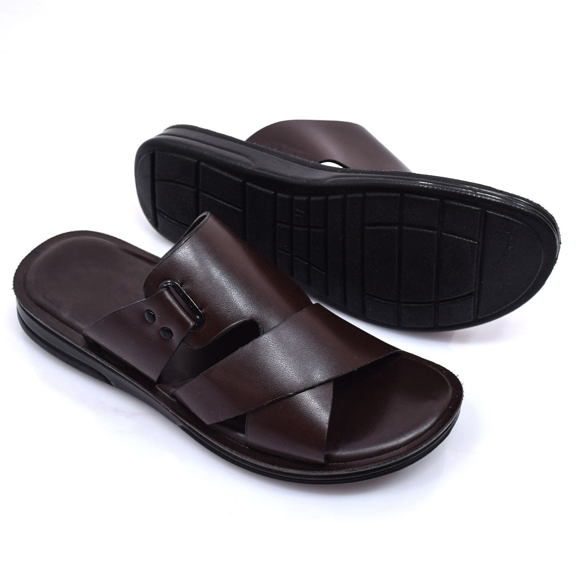 Bristol Buckle Brown Slides - W8