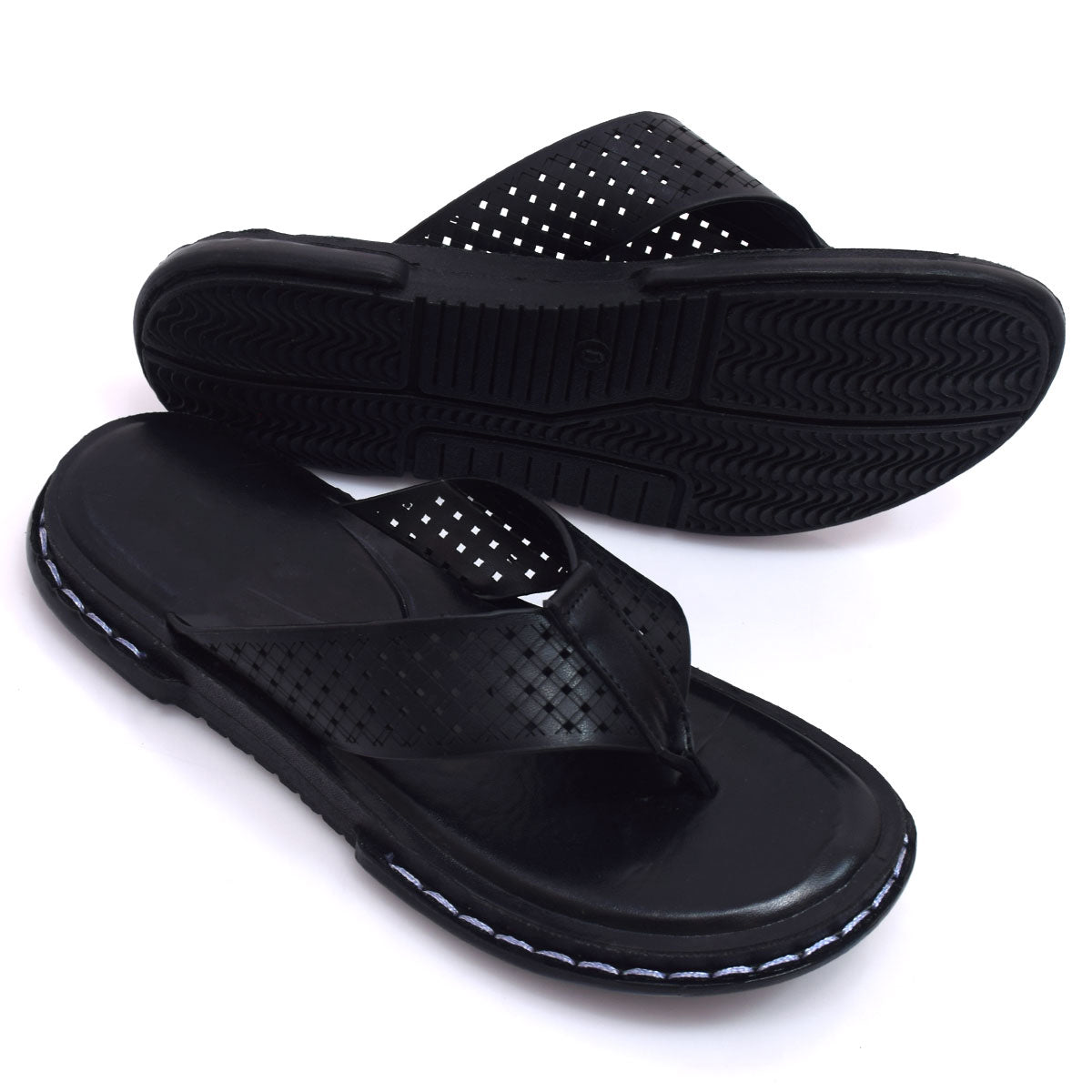 Crown Textured Black Slides – V11