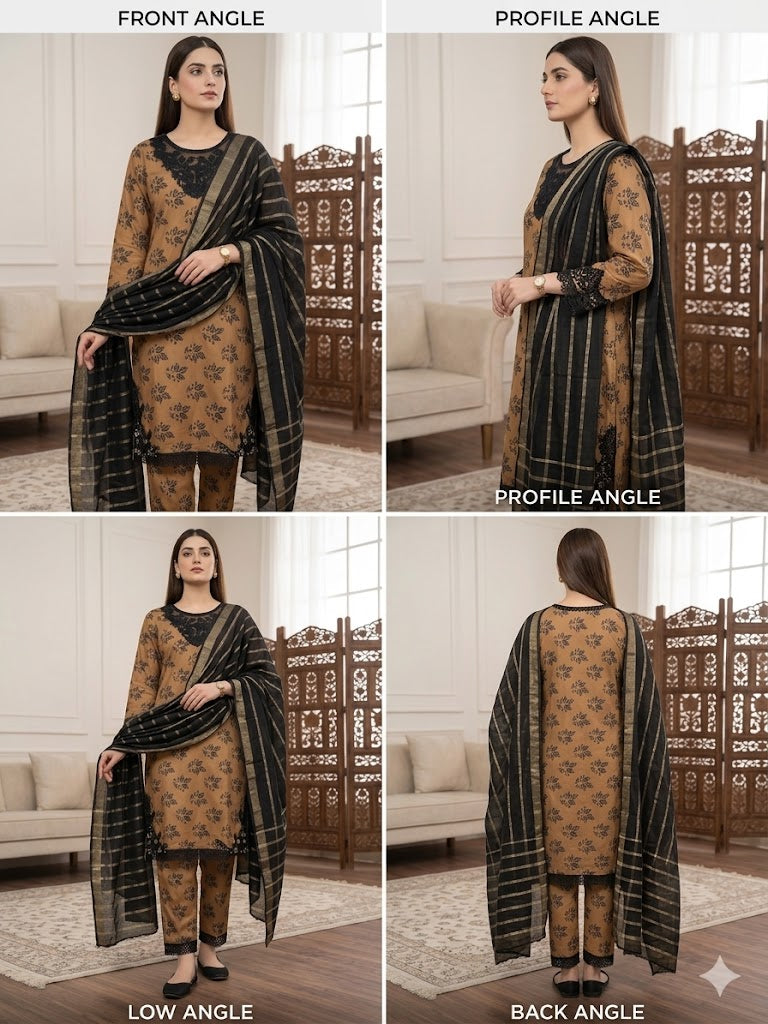Lawn Bana Dora 3 PC - Stitched