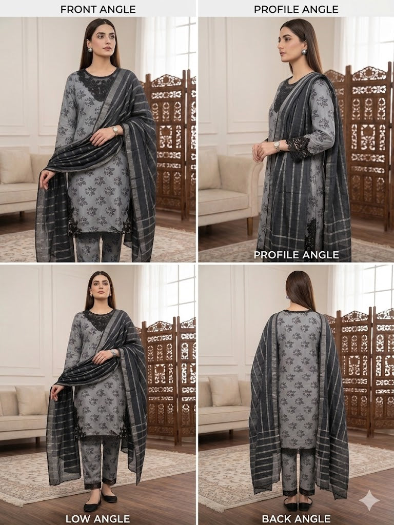 Lawn Bana Dora 3 PC - Stitched
