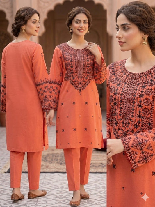 Embroidered Cotton 2 PC - Stitched