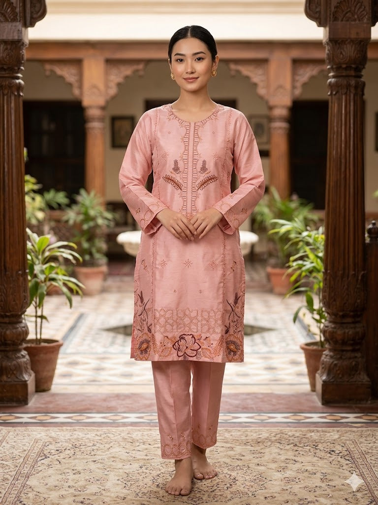 Embroidered Cotton 2 PC - Stitched