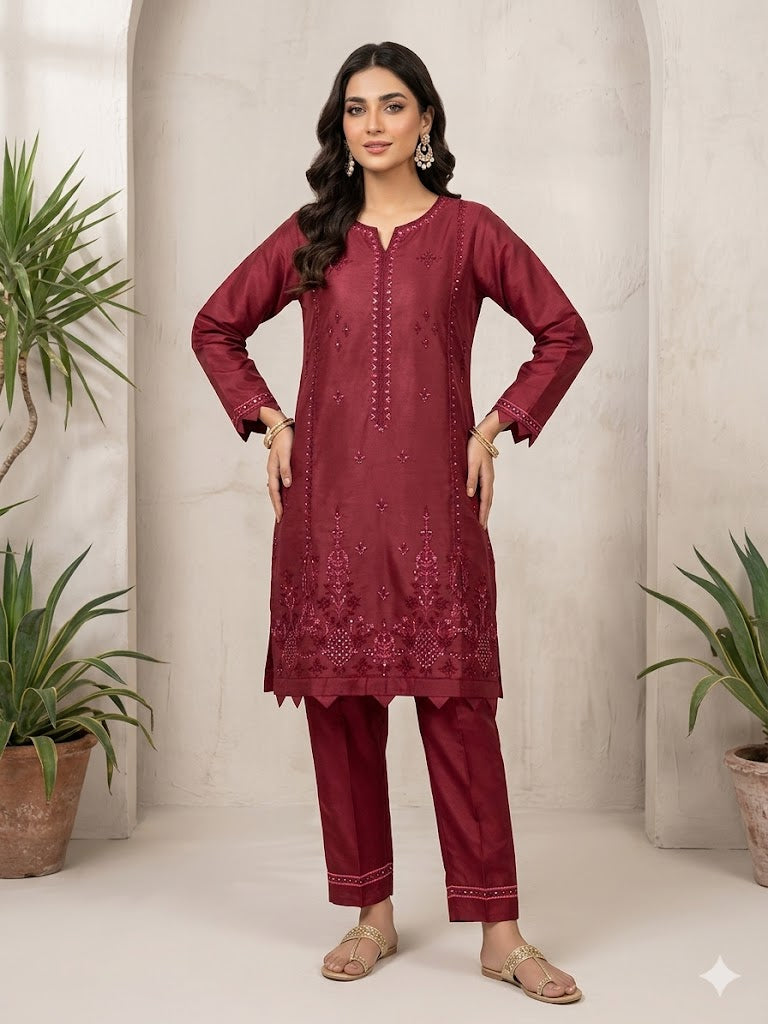Embroidered Cotton 2 PC - Stitched