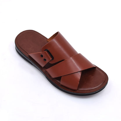 Bristol Buckle Tan Slides  - W8