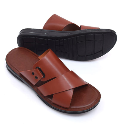 Bristol Buckle Tan Slides  - W8