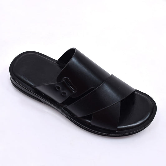 Cross Buckle Black Slides  - W8