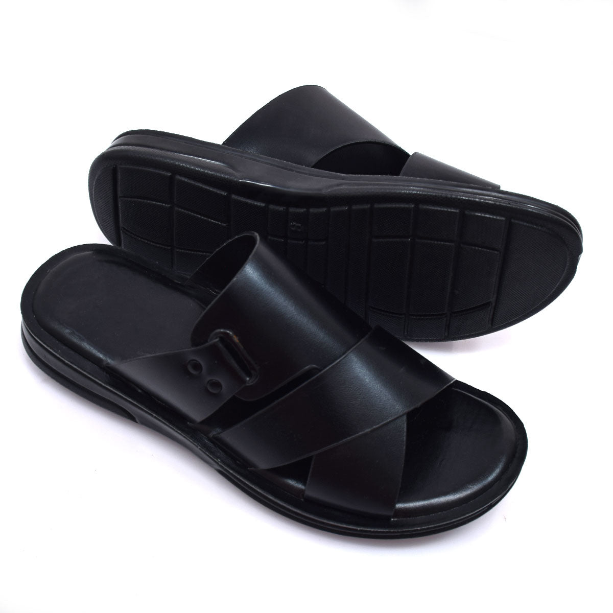 Cross Buckle Black Slides  - W8