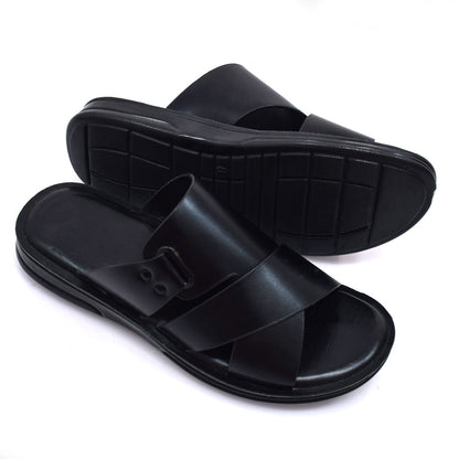 Cross Buckle Black Slides  - W8