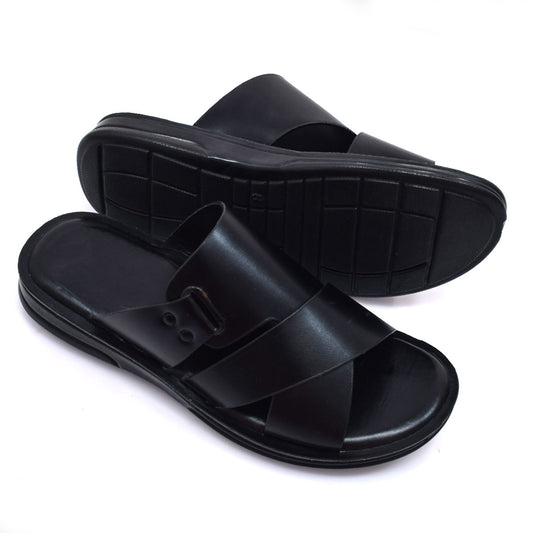 Cross Buckle Black Slides  - W8
