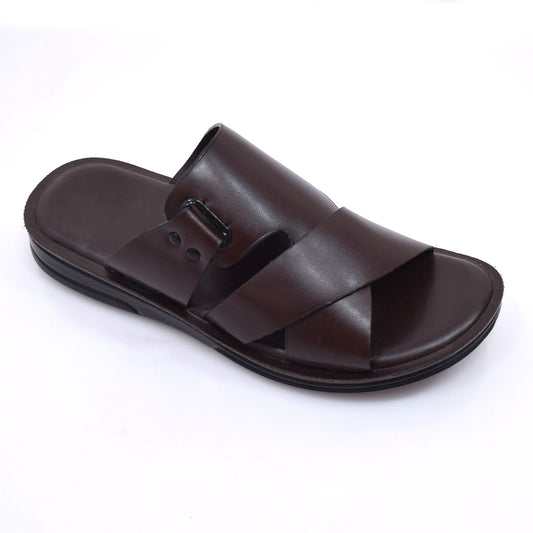Bristol Buckle Brown Slides  - W8