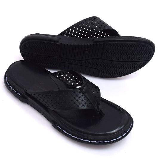 Crown Textured Black Slides – V11