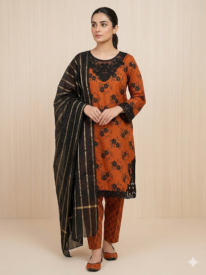 Lawn Bana Dora 3 PC - Stitched