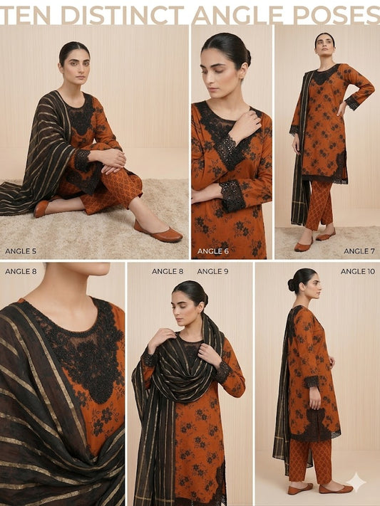 Lawn Bana Dora 3 PC - Stitched