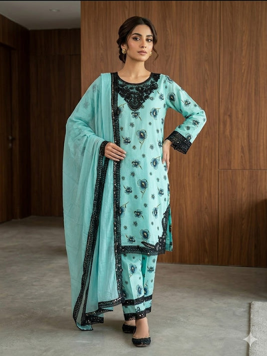 Lawn Bana Dora 3 PC - Stitched