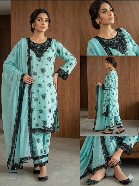 Lawn Bana Dora 3 PC - Stitched