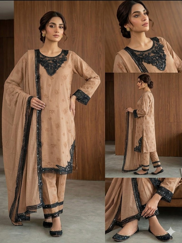Lawn Bana Dora 3 PC - Stitched