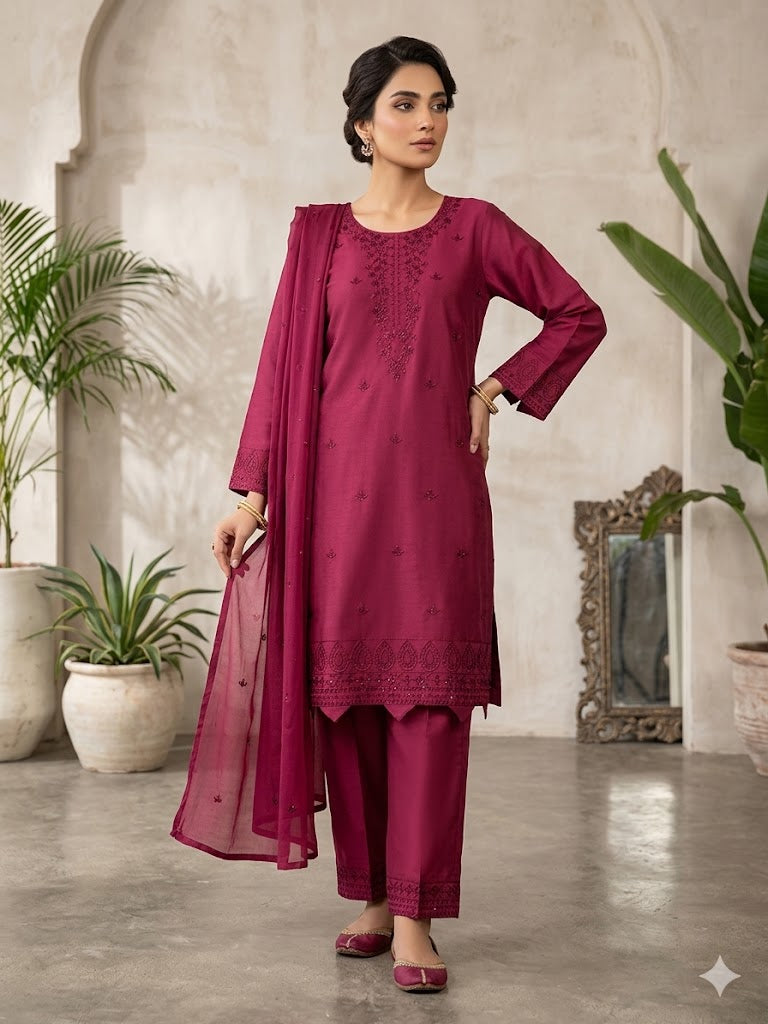 Embroidered Cotton 2 PC - Stitched
