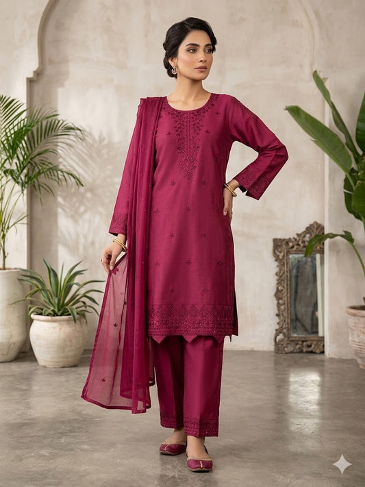 Embroidered Cotton 2 PC - Stitched