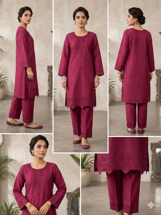 Embroidered Cotton 2 PC - Stitched