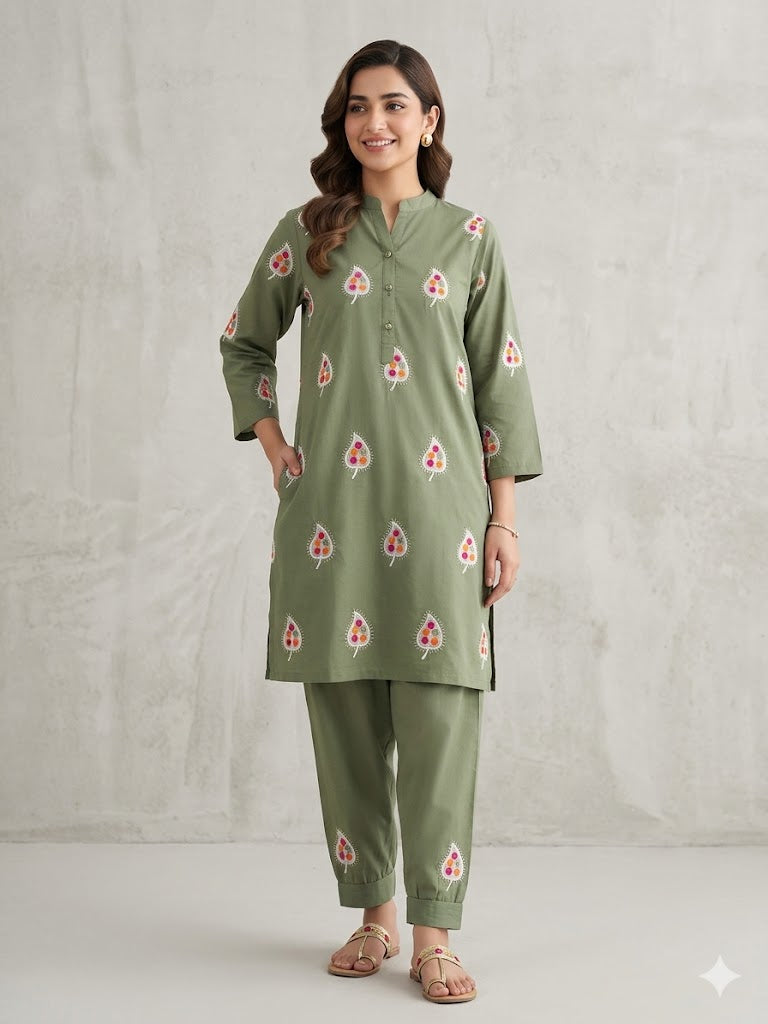 Embroidered Cotton 2 PC - Stitched
