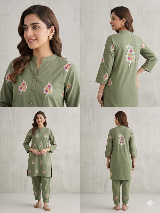 Embroidered Cotton 2 PC - Stitched