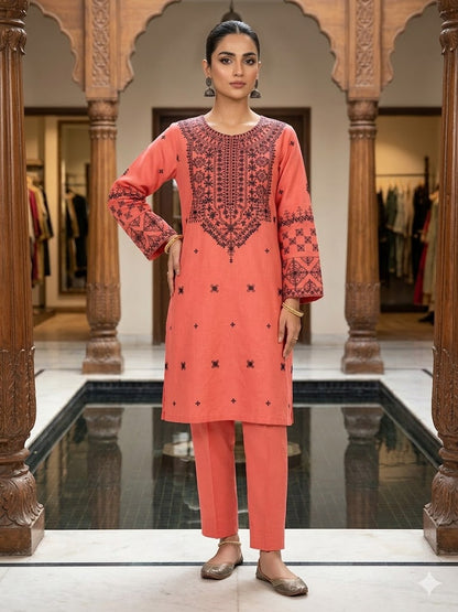 Embroidered Cotton 2 PC - Stitched