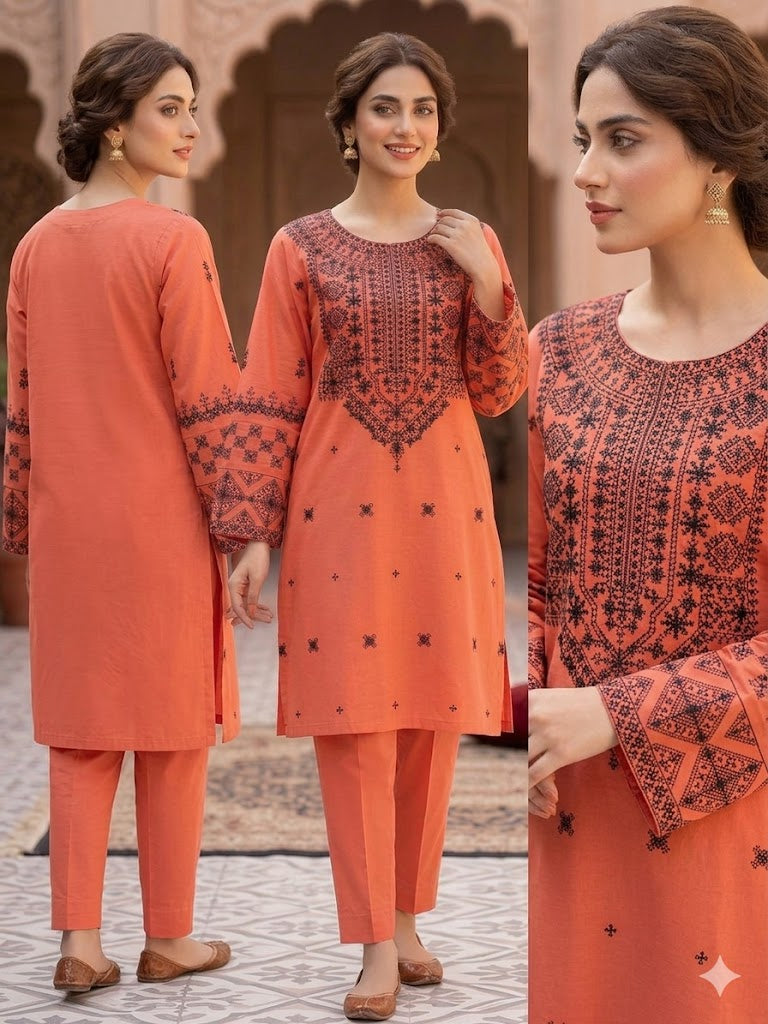 Embroidered Cotton 2 PC - Stitched