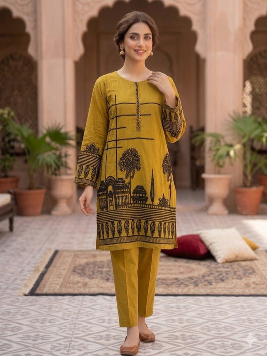 Embroidered Cotton 2 PC - Stitched