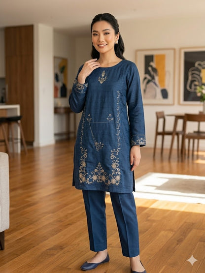 Embroidered Cotton 2 PC - Stitched