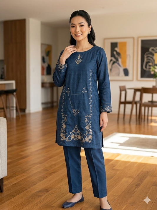 Embroidered Cotton 2 PC - Stitched