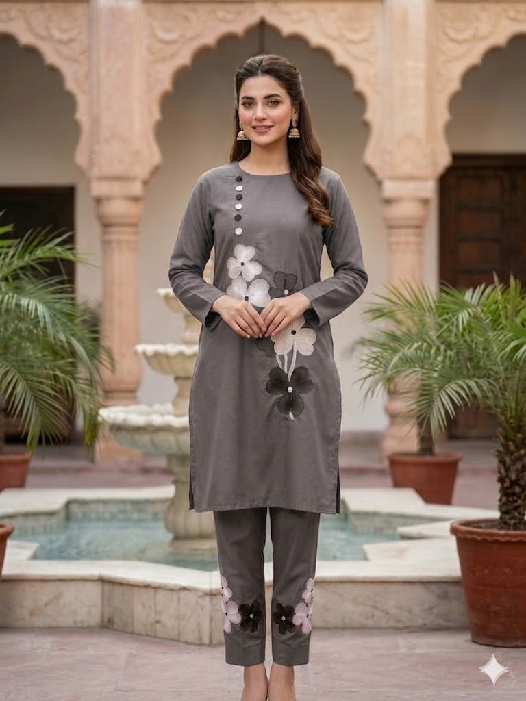 Embroidered Cotton 2 PC - Stitched