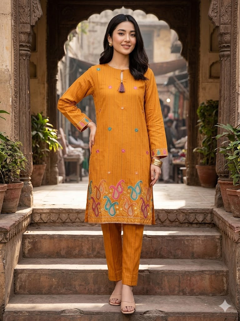 Embroidered Cotton 2 PC - Stitched