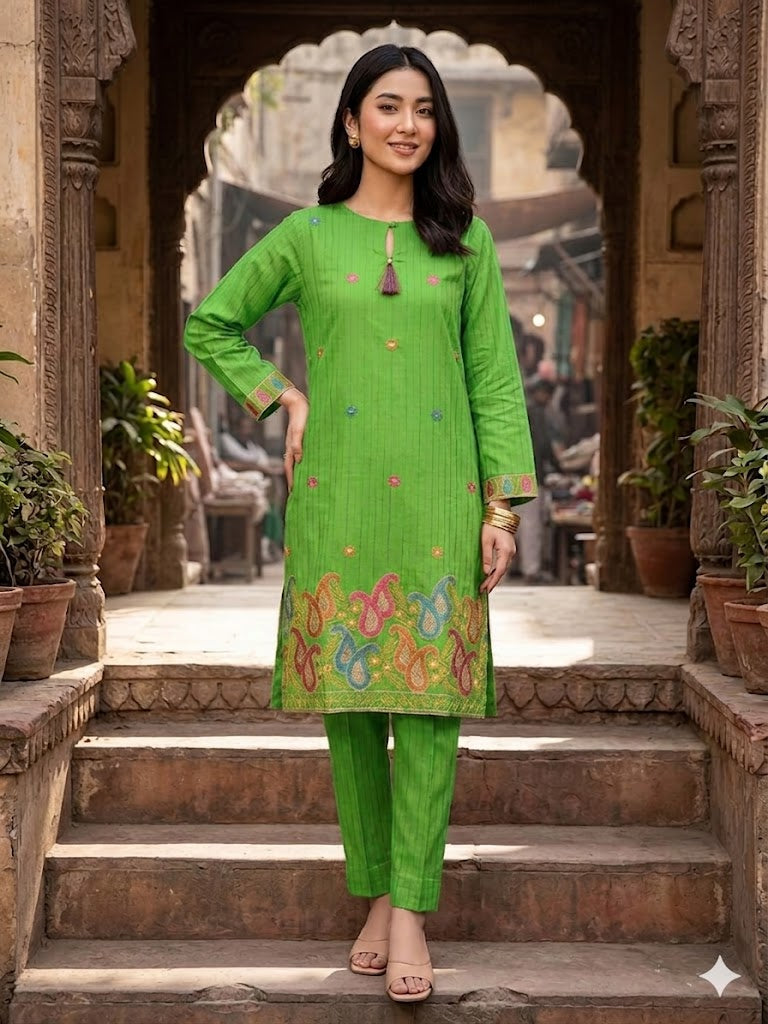Embroidered Cotton 2 PC - Stitched
