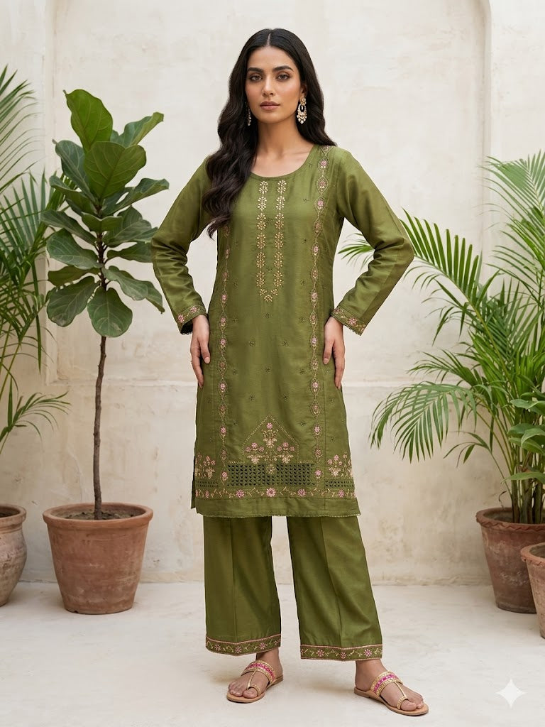Embroidered Cotton 2 PC - Stitched