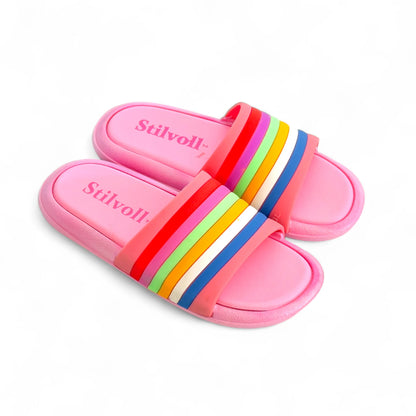 Imported Multi Lines Baby Pink Slides