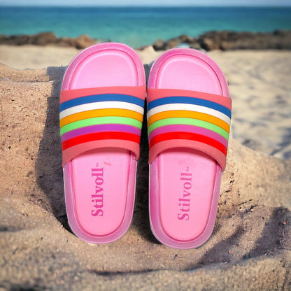 Imported Multi Lines Baby Pink Slides